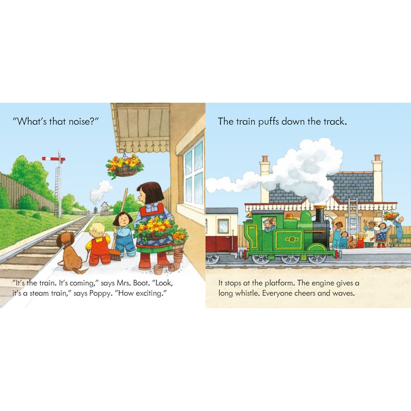 Jucarii, Copii si Bebe - Jucarii si jocuri - Jocuri si puzzle - Puzzle - Set 3 Puzzle + Carte - Poppy and Sam's Book and 3 Jigsaws: Trains Usborne - Infinity.ro