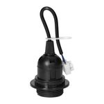 Casa si Gradina - Corpuri si surse de iluminat - Accesorii corpuri de iluminat - Dulie bec E27 Virone LH/E27-27/B/PZ, cu flansa, cablu si bloc terminal, neagra - Infinity.ro