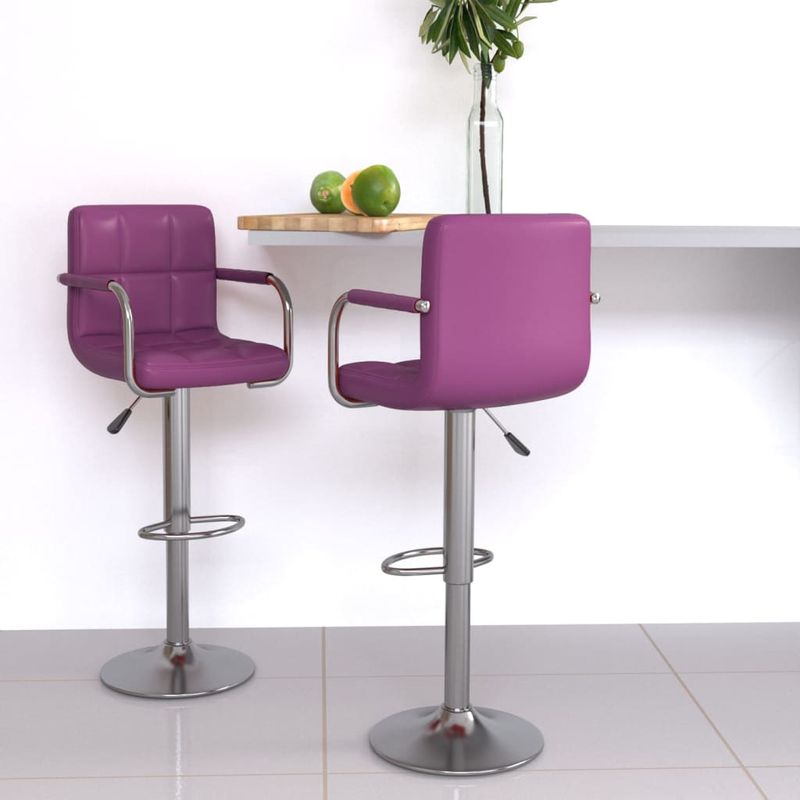 Casa si Gradina - Mobilier - Scaune si fotolii - Scaune - Scaune de bar, 2 buc., violet, piele ecologica - Infinity.ro