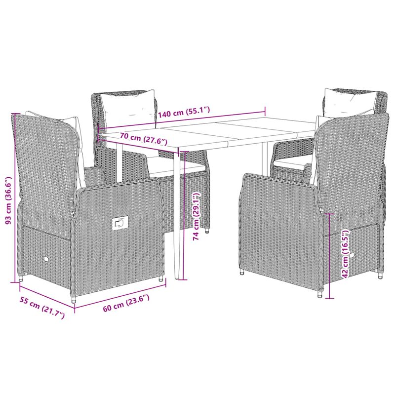 Casa si Gradina - Gradina si terasa - Mobilier exterior - Seturi mobila gradina - Set mobilier de gradina cu perne, 5 piese, bej, poliratan - Infinity.ro
