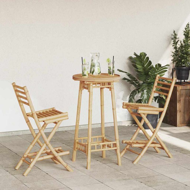 Casa si Gradina - Gradina si terasa - Mobilier exterior - Seturi mobila gradina - Set bar de exterior 3 piese pliabil din bambus, formă pătrat - Infinity.ro