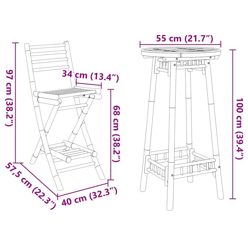 Casa si Gradina - Gradina si terasa - Mobilier exterior - Seturi mobila gradina - Set bar de exterior 3 piese pliabil din bambus, formă pătrat - Infinity.ro