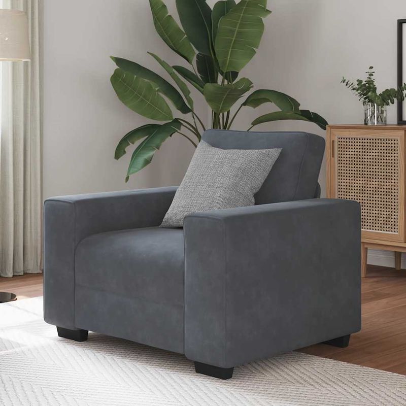 Casa si Gradina - Mobilier - Canapele si coltare - Canapele - Canapea scaun gri inchis 60 cm catifea - Infinity.ro