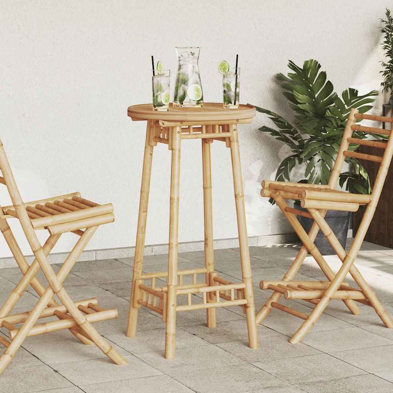 Casa si Gradina - Gradina si terasa - Mobilier exterior - Mese gradina - Masa de bar pentru exterior rotunda Ø55x100 cm din bambus - Infinity.ro