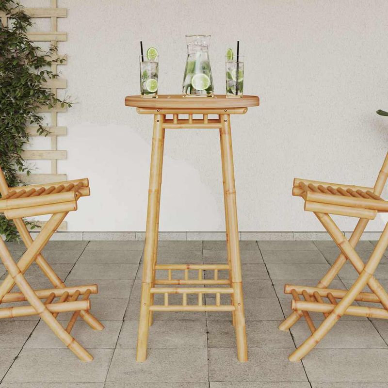 Casa si Gradina - Gradina si terasa - Mobilier exterior - Mese gradina - Masa de bar pentru exterior rotunda Ø55x100 cm din bambus - Infinity.ro