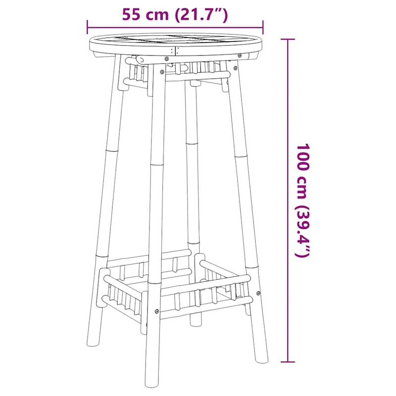 Casa si Gradina - Gradina si terasa - Mobilier exterior - Mese gradina - Masa de bar pentru exterior rotunda Ø55x100 cm din bambus - Infinity.ro