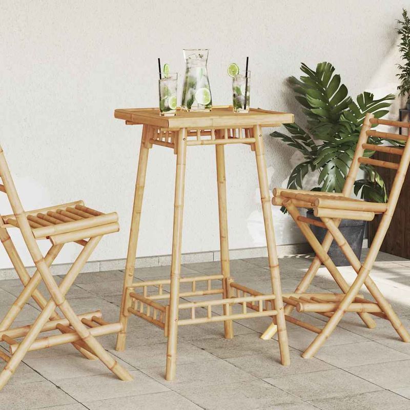 Casa si Gradina - Gradina si terasa - Mobilier exterior - Mese gradina - Masa de bar de exterior patrata 55x55x100 cm bambus - Infinity.ro