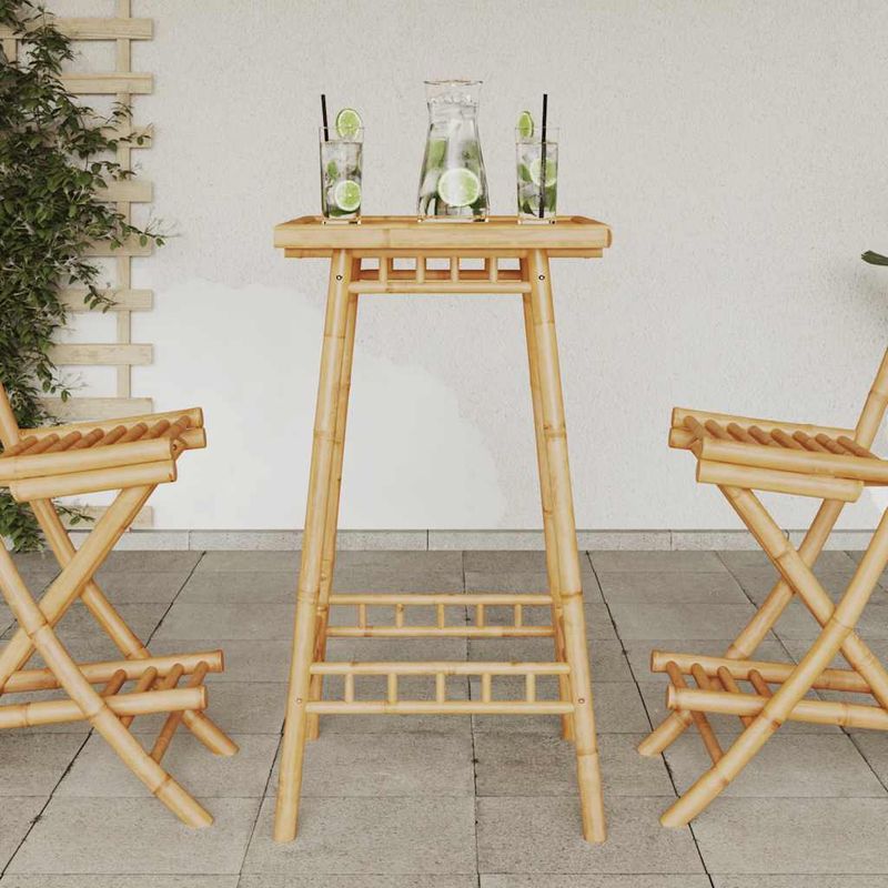 Casa si Gradina - Gradina si terasa - Mobilier exterior - Mese gradina - Masa de bar de exterior patrata 55x55x100 cm bambus - Infinity.ro