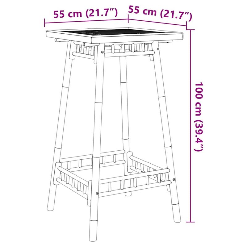 Casa si Gradina - Gradina si terasa - Mobilier exterior - Mese gradina - Masa de bar de exterior patrata 55x55x100 cm bambus - Infinity.ro