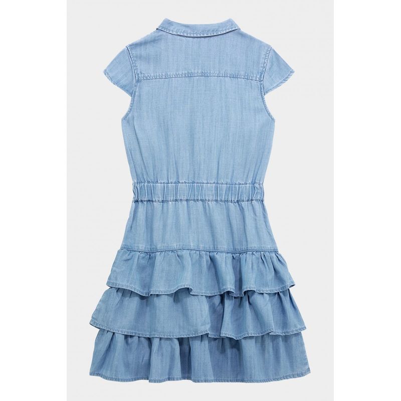 Fashion, accesorii si bijuterii - Copii - Imbracaminte copii - Rochii copii - Rochie de blugi cu volane J4RK36, 12 ani 152 CM, Albastru deschis - Infinity.ro