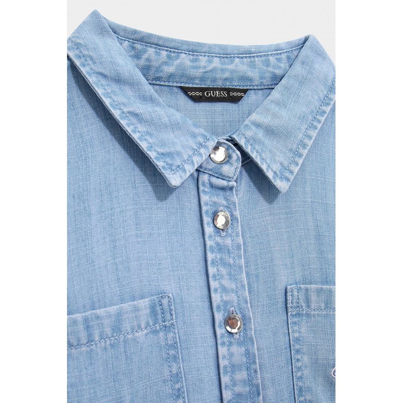 Fashion, accesorii si bijuterii - Copii - Imbracaminte copii - Rochii copii - Rochie de blugi cu volane J4RK36, 12 ani 152 CM, Albastru deschis - Infinity.ro