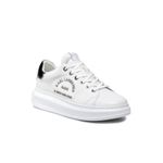 Fashion, accesorii si bijuterii - Barbati - Incaltaminte barbati - Sneakers si tenisi barbati - Pantofii sport Karl Lagerfeld de piele cu logo metalic, 44 EU, Alb murdar - Infinity.ro