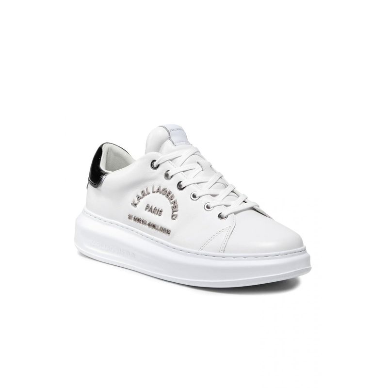 Fashion, accesorii si bijuterii - Barbati - Incaltaminte barbati - Sneakers si tenisi barbati - Pantofii sport Karl Lagerfeld de piele cu logo metalic, 44 EU, Alb murdar - Infinity.ro