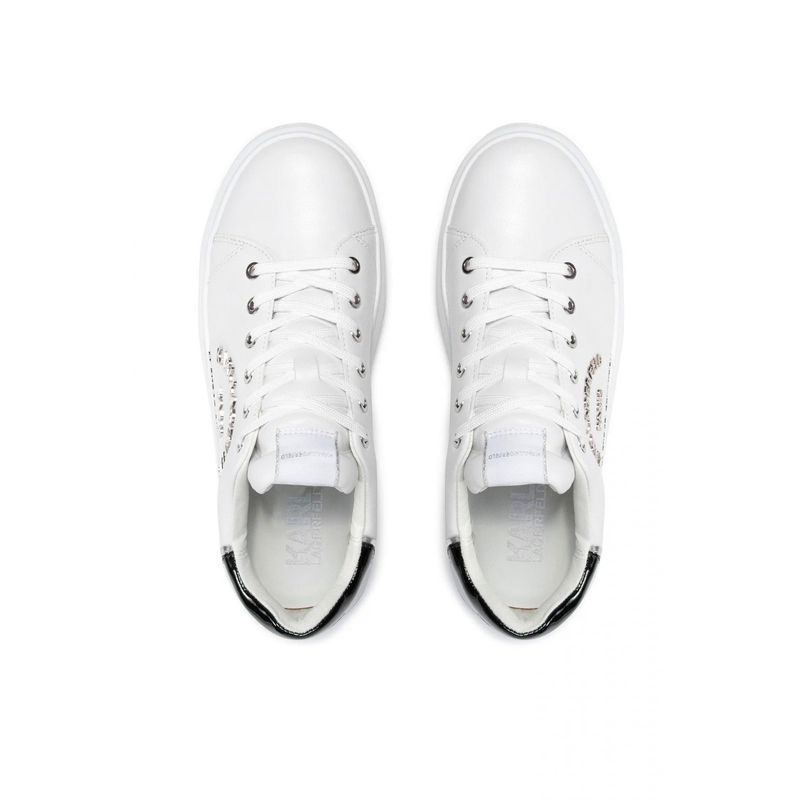 Fashion, accesorii si bijuterii - Barbati - Incaltaminte barbati - Sneakers si tenisi barbati - Pantofii sport Karl Lagerfeld de piele cu logo metalic, 44 EU, Alb murdar - Infinity.ro
