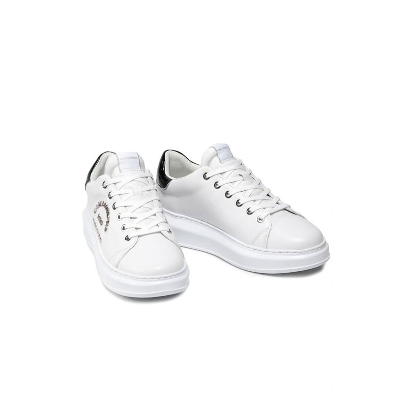 Fashion, accesorii si bijuterii - Barbati - Incaltaminte barbati - Sneakers si tenisi barbati - Pantofii sport Karl Lagerfeld de piele cu logo metalic, 44 EU, Alb murdar - Infinity.ro