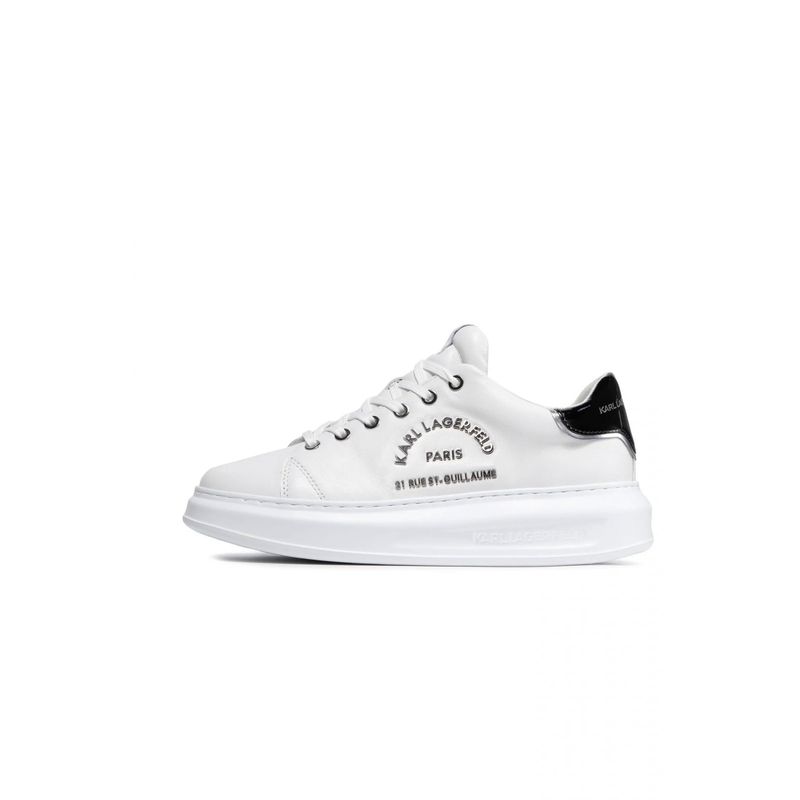 Fashion, accesorii si bijuterii - Barbati - Incaltaminte barbati - Sneakers si tenisi barbati - Pantofii sport Karl Lagerfeld de piele cu logo metalic, 44 EU, Alb murdar - Infinity.ro