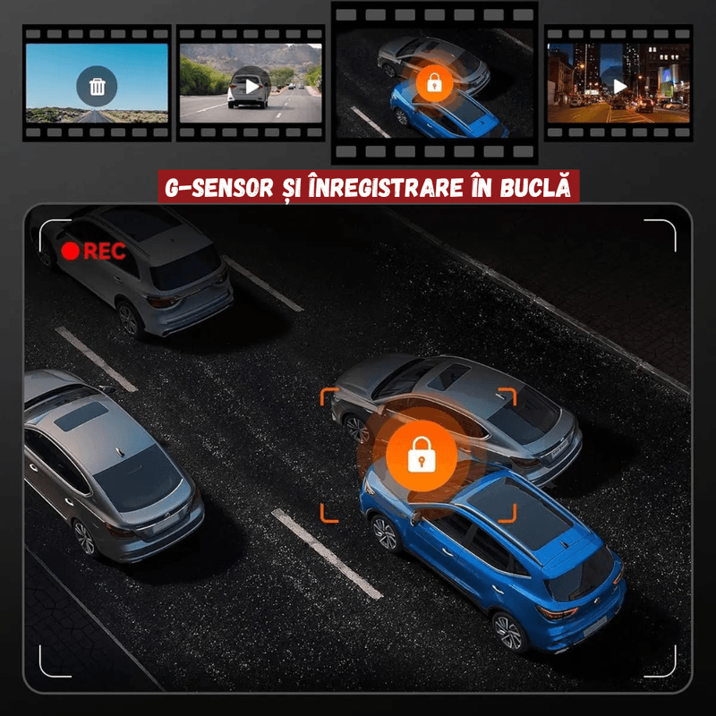 Auto si Moto - Electronice auto - Camere auto si DVR - Camera Auto Tripla BIRAI GoMotion, 2K Full HD, GPS, WiFi, Night Vision, 170°, G-Senzor, App, Fata-Spate, Negru - Infinity.ro