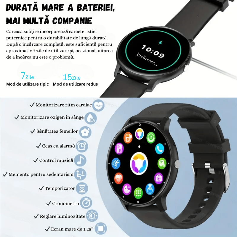 Laptop, Telefoane si Tablete - Wearables si gadgeturi - Wearables - Smartwatch-uri - Smartwatch BIRAI BR-Evolve, 1.28" Full Touch, Apeluri, Notificari, Sport, Ritm Cardiac, iOS/Android, Negru - Infinity.ro