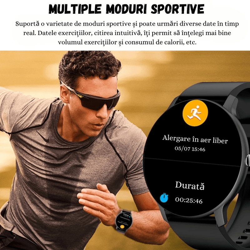 Laptop, Telefoane si Tablete - Wearables si gadgeturi - Wearables - Smartwatch-uri - Smartwatch BIRAI BR-Evolve, 1.28" Full Touch, Apeluri, Notificari, Sport, Ritm Cardiac, iOS/Android, Negru - Infinity.ro