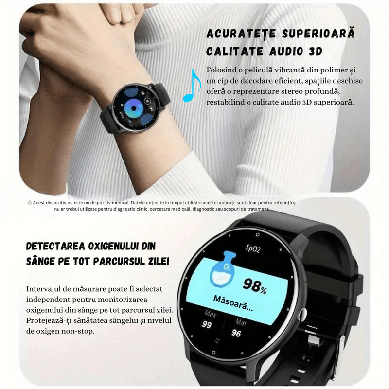 Laptop, Telefoane si Tablete - Wearables si gadgeturi - Wearables - Smartwatch-uri - Smartwatch BIRAI BR-Evolve, 1.28" Full Touch, Apeluri, Notificari, Sport, Ritm Cardiac, iOS/Android, Negru - Infinity.ro