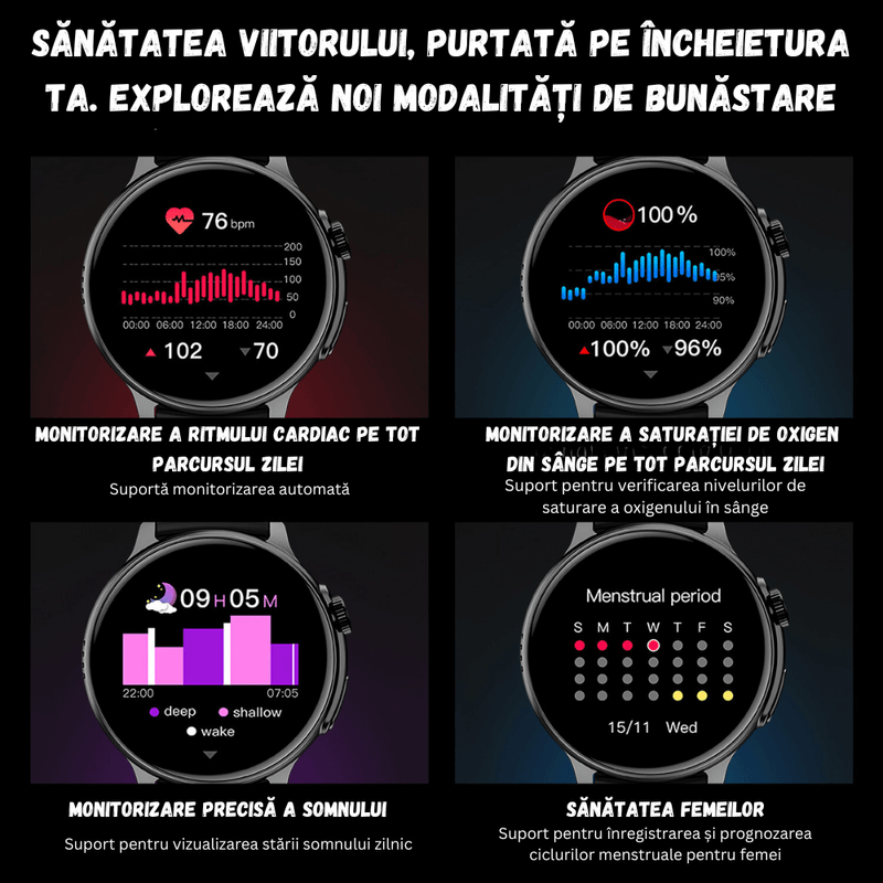 Laptop, Telefoane si Tablete - Wearables si gadgeturi - Wearables - Smartwatch-uri - Smartwatch BIRAI, 1.43" AMOLED Full Touch, Apeluri, Notificari, Sport, Ritm Cardiac, iOS/Android, Waterproof, Gri - Infinity.ro