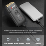Ingrijire personala si Cosmetice/Aparate & accesorii ingrijire personala/Aparate de ras si tuns/Aparate de ras electrice - Aparat Ras Electric Profesional BIRAI Evo, 7000 RPM, Trimmer, LED, USB, Lame Duble, Umed/Uscat, Rezistent Apa, Gri - Infinity.ro