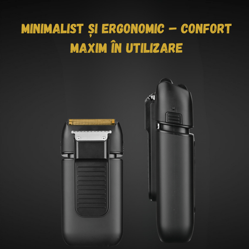 Ingrijire personala si Cosmetice/Aparate & accesorii ingrijire personala/Aparate de ras si tuns/Aparate de ras electrice - Aparat Ras Electric Profesional BIRAI Evo, 7000 RPM, Trimmer, LED, USB, Lame Duble, Umed/Uscat, Rezistent Apa, Gri - Infinity.ro