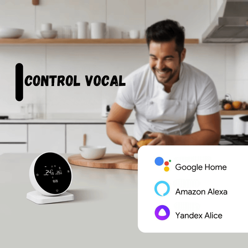Casa si Gradina - Termice - Centrale termice si accesorii - Accesorii incalzire - Termostat Inteligent BIRAI®, WiFi, Tuya/Smart Life, Alexa/Google, Centrala, Receiver, Control Vocal, Programabil, Alb - Infinity.ro