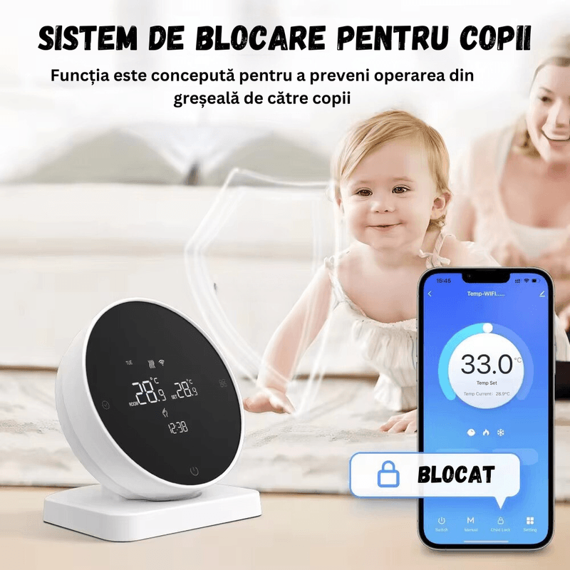 Casa si Gradina - Termice - Centrale termice si accesorii - Accesorii incalzire - Termostat Inteligent BIRAI®, WiFi, Tuya/Smart Life, Alexa/Google, Centrala, Receiver, Control Vocal, Programabil, Alb - Infinity.ro