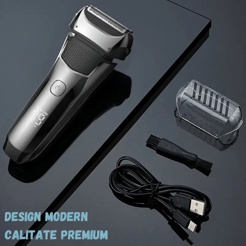 Ingrijire personala si Cosmetice - Aparate & accesorii ingrijire personala - Aparate de ras si tuns - Aparate de ras electrice - Aparat Ras Electric BIRAI FK-609, 8600 RPM, 3 Lame, LED, USB, Waterproof, Trimmer, Umed/Uscat, Negru - Infinity.ro