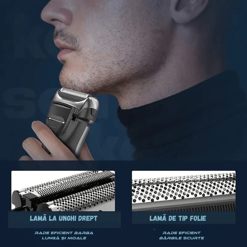 Ingrijire personala si Cosmetice - Aparate & accesorii ingrijire personala - Aparate de ras si tuns - Aparate de ras electrice - Aparat Ras Electric BIRAI FK-609, 8600 RPM, 3 Lame, LED, USB, Waterproof, Trimmer, Umed/Uscat, Negru - Infinity.ro