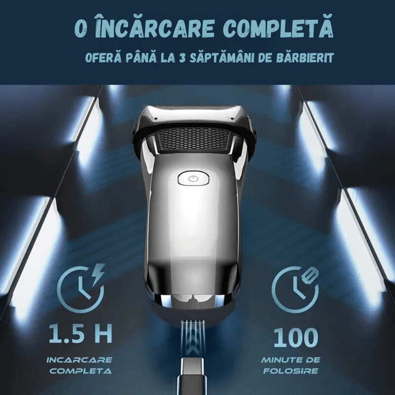 Ingrijire personala si Cosmetice - Aparate & accesorii ingrijire personala - Aparate de ras si tuns - Aparate de ras electrice - Aparat Ras Electric BIRAI FK-609, 8600 RPM, 3 Lame, LED, USB, Waterproof, Trimmer, Umed/Uscat, Negru - Infinity.ro