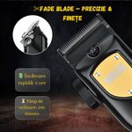 Ingrijire personala si Cosmetice - Aparate & accesorii ingrijire personala - Aparate de ras si tuns - Aparate de tuns - Masina Tuns Profesionala BIRAI Sonic, 7000 RPM, LED, USB, Rezistenta Apa, Lame Titan, Negru, Salon, Precizie, Ergonomica - Infinity.ro