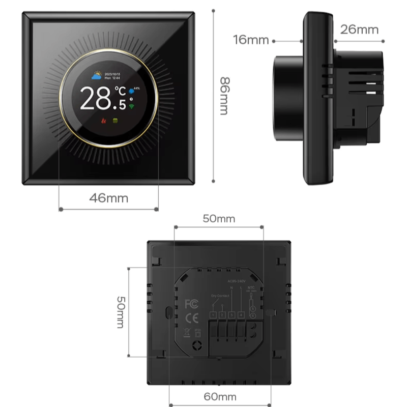 Casa si Gradina - Termice - Centrale termice si accesorii - Accesorii incalzire - Termostat Inteligent BIRAI®, Wi-Fi, Tuya, Programare Saptamanala, Centrala Gaz, Alexa/Google, Afisaj Complet, Negru - Infinity.ro