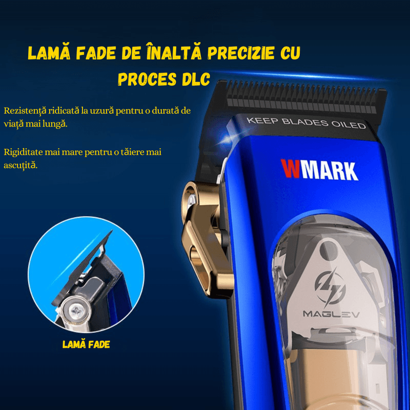 Ingrijire personala si Cosmetice - Aparate & accesorii ingrijire personala - Aparate de ras si tuns - Aparate de tuns - Masina Tuns Profesionala, 10.000 RPM, LED, Lame Titan, Zero Gap, USB Rapid, Rezistenta Apa, Albastra - Infinity.ro