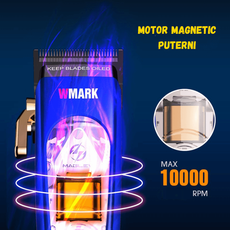 Ingrijire personala si Cosmetice - Aparate & accesorii ingrijire personala - Aparate de ras si tuns - Aparate de tuns - Masina Tuns Profesionala, 10.000 RPM, LED, Lame Titan, Zero Gap, USB Rapid, Rezistenta Apa, Albastra - Infinity.ro