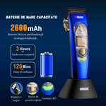 Ingrijire personala si Cosmetice - Aparate & accesorii ingrijire personala - Aparate de ras si tuns - Aparate de tuns - Masina Tuns Profesionala, 10.000 RPM, LED, Lame Titan, Zero Gap, USB Rapid, Rezistenta Apa, Albastra - Infinity.ro