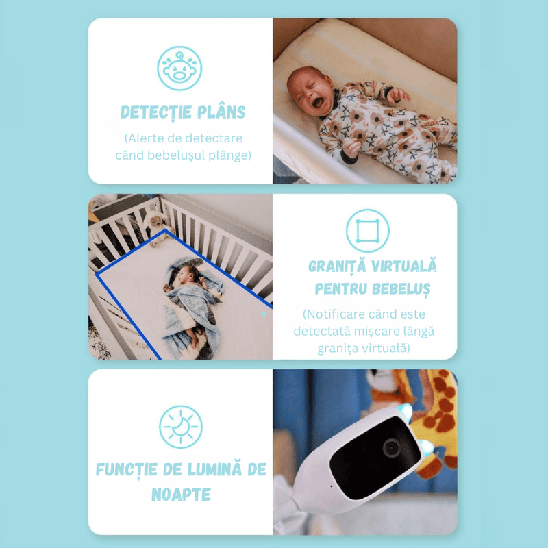 Casa si Gradina - Mobilier - Mobilier copii - Monitoare video copii - Baby Monitor WiFi BIRAI WatchMe 2in1, UltraHD, Night Vision, Audio Dual, Senzor Miscare, App Control, Alb - Infinity.ro