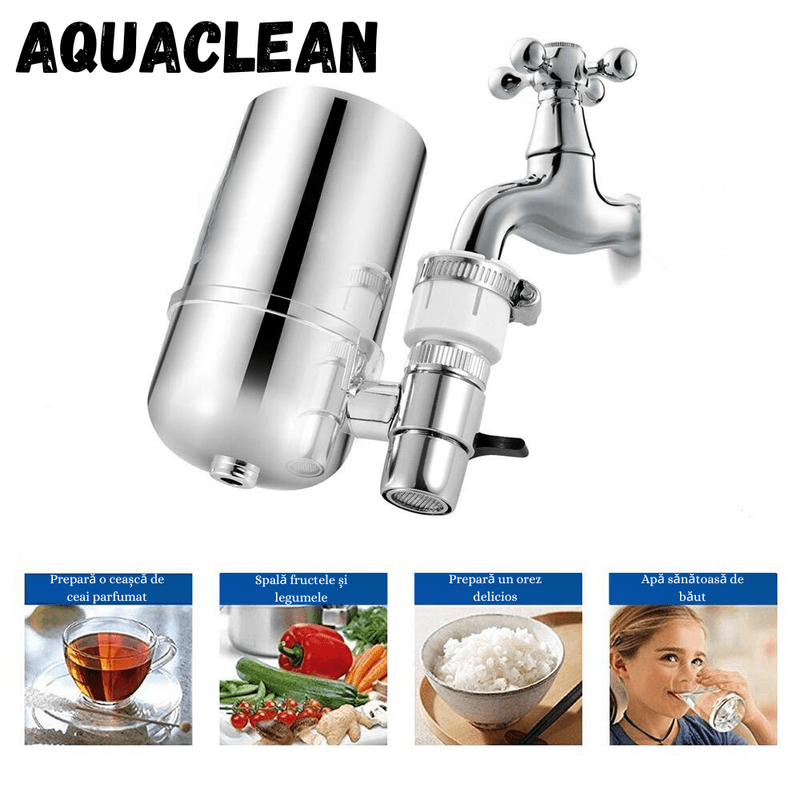 Casa si Gradina - Sanitare - Instalatii hidro - Sisteme filtrare instalatii - Filtru Apa Potabila BIRAI, Purificator Robinet, Filtru Ceramic, Clor, Mirosuri, Reutilizabil, Bucatarie, Argintiu - Infinity.ro