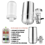 Casa si Gradina - Sanitare - Instalatii hidro - Sisteme filtrare instalatii - Filtru Apa Potabila BIRAI, Purificator Robinet, Filtru Ceramic, Clor, Mirosuri, Reutilizabil, Bucatarie, Argintiu - Infinity.ro