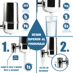 Casa si Gradina - Sanitare - Instalatii hidro - Sisteme filtrare instalatii - Filtru Apa Potabila BIRAI, Purificator Robinet, Filtru Ceramic, Clor, Mirosuri, Reutilizabil, Bucatarie, Argintiu - Infinity.ro