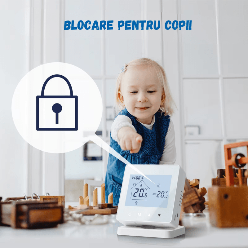 Casa si Gradina - Termice - Centrale termice si accesorii - Accesorii incalzire - Termostat Inteligent BIRAI®, WiFi, Control App Tuya/Smart Life, Alexa/Google, Centrala, Receiver, Alb, Programabil - Infinity.ro