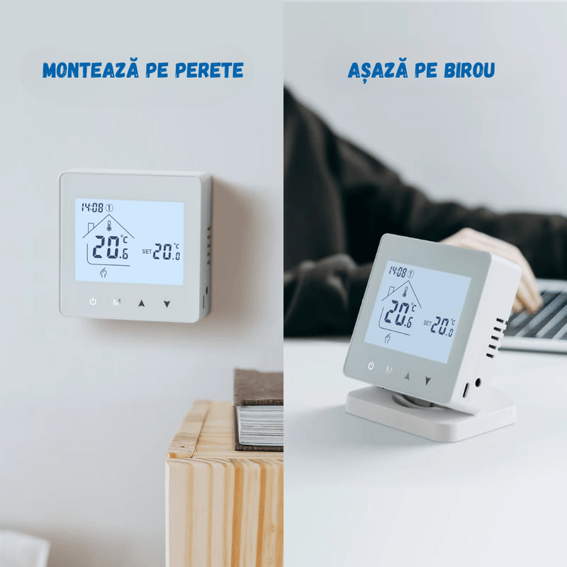 Casa si Gradina - Termice - Centrale termice si accesorii - Accesorii incalzire - Termostat Inteligent BIRAI®, WiFi, Control App Tuya/Smart Life, Alexa/Google, Centrala, Receiver, Alb, Programabil - Infinity.ro