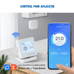 Casa si Gradina - Termice - Centrale termice si accesorii - Accesorii incalzire - Termostat Inteligent BIRAI®, WiFi, Control App Tuya/Smart Life, Alexa/Google, Centrala, Receiver, Alb, Programabil - Infinity.ro
