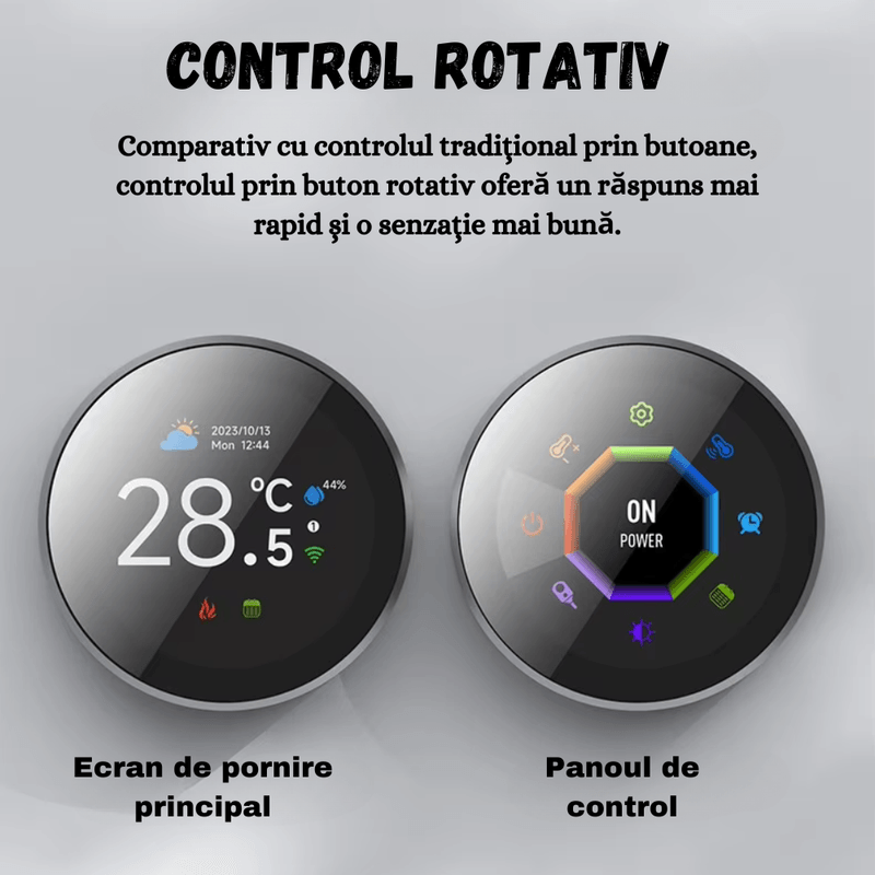 Casa si Gradina - Termice - Centrale termice si accesorii - Accesorii incalzire - Termostat Inteligent BIRAI®, Wi-Fi, Tuya, Programare Saptamanala, Centrala Gaz, Alexa/Google, Afisaj Complet, Gri - Infinity.ro