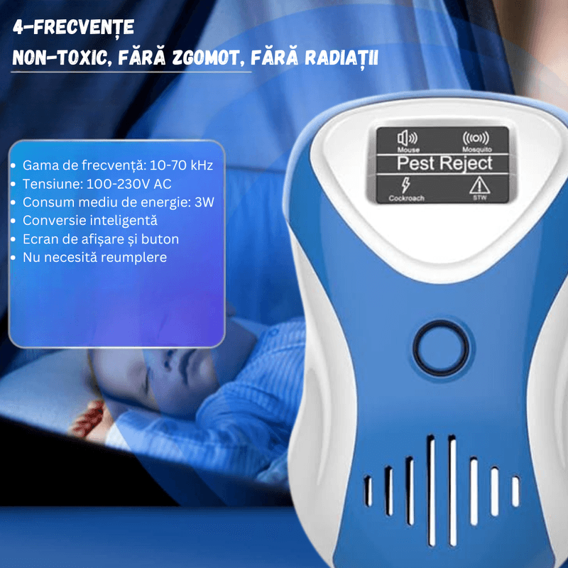 Casa si Gradina - Gradinarit si plante - Intretinere gradina - Articole daunatori gradina - Aparat Ultrasunete BIRAI BR05, Anti Rozatoare/Insecte, 20-65kHz, Afisaj Digital, 360°, 220mp, Fara Chimicale - Infinity.ro