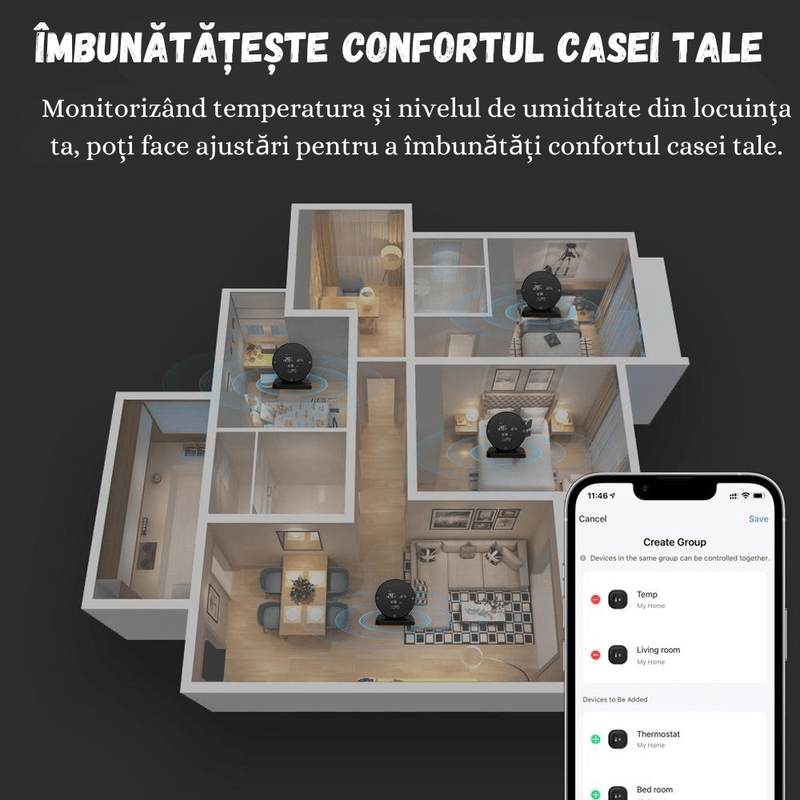 Casa si Gradina - Termice - Centrale termice si accesorii - Accesorii incalzire - Termostat Inteligent BIRAI®, WiFi, Control prin App Tuya/Smart Life, Compatibil Alexa, Google, Centrala, Negru - Infinity.ro