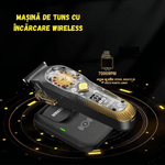 Ingrijire personala si Cosmetice - Aparate & accesorii ingrijire personala - Aparate de ras si tuns - Aparate de tuns - Masina Tuns Profesionala BIRAI ROULETTE, 9000 RPM, Lame Titan, LED, Wireless, USB, 300 Min, Rezistenta Apa, Negru - Infinity.ro