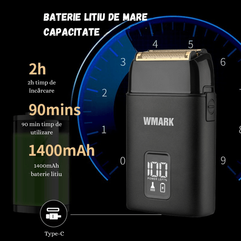 Ingrijire personala si Cosmetice - Aparate & accesorii ingrijire personala - Aparate de ras si tuns - Aparate de ras electrice - Aparat Ras Electric Profesional BIRAI SmoothX, 8100 RPM, LED, USB, Lame Duble, Umed/Uscat, Smart Care, Waterproof, Negru - Infinity.ro