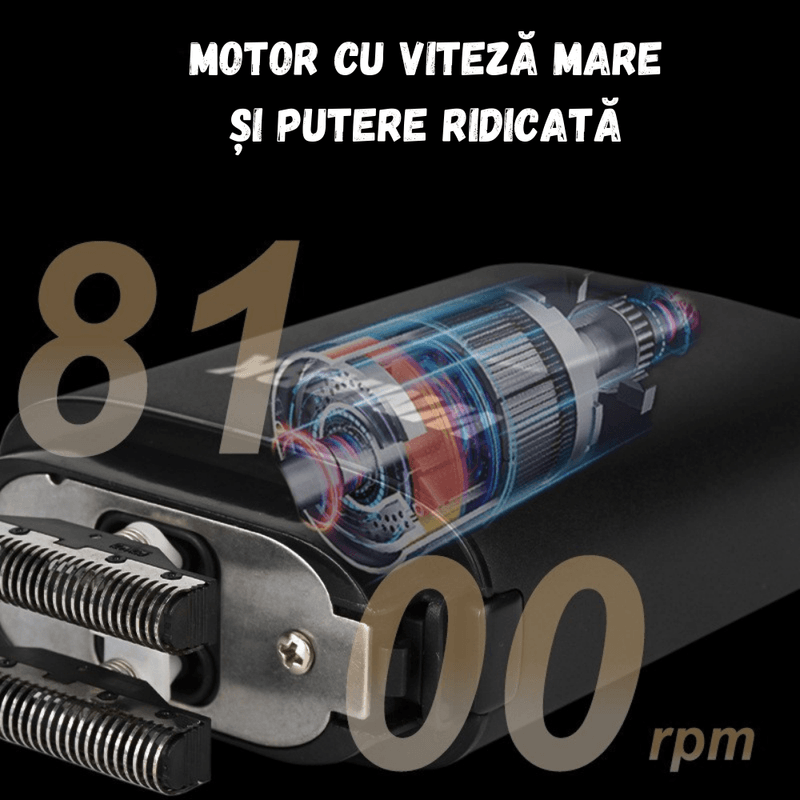 Ingrijire personala si Cosmetice - Aparate & accesorii ingrijire personala - Aparate de ras si tuns - Aparate de ras electrice - Aparat Ras Electric Profesional BIRAI SmoothX, 8100 RPM, LED, USB, Lame Duble, Umed/Uscat, Smart Care, Waterproof, Negru - Infinity.ro